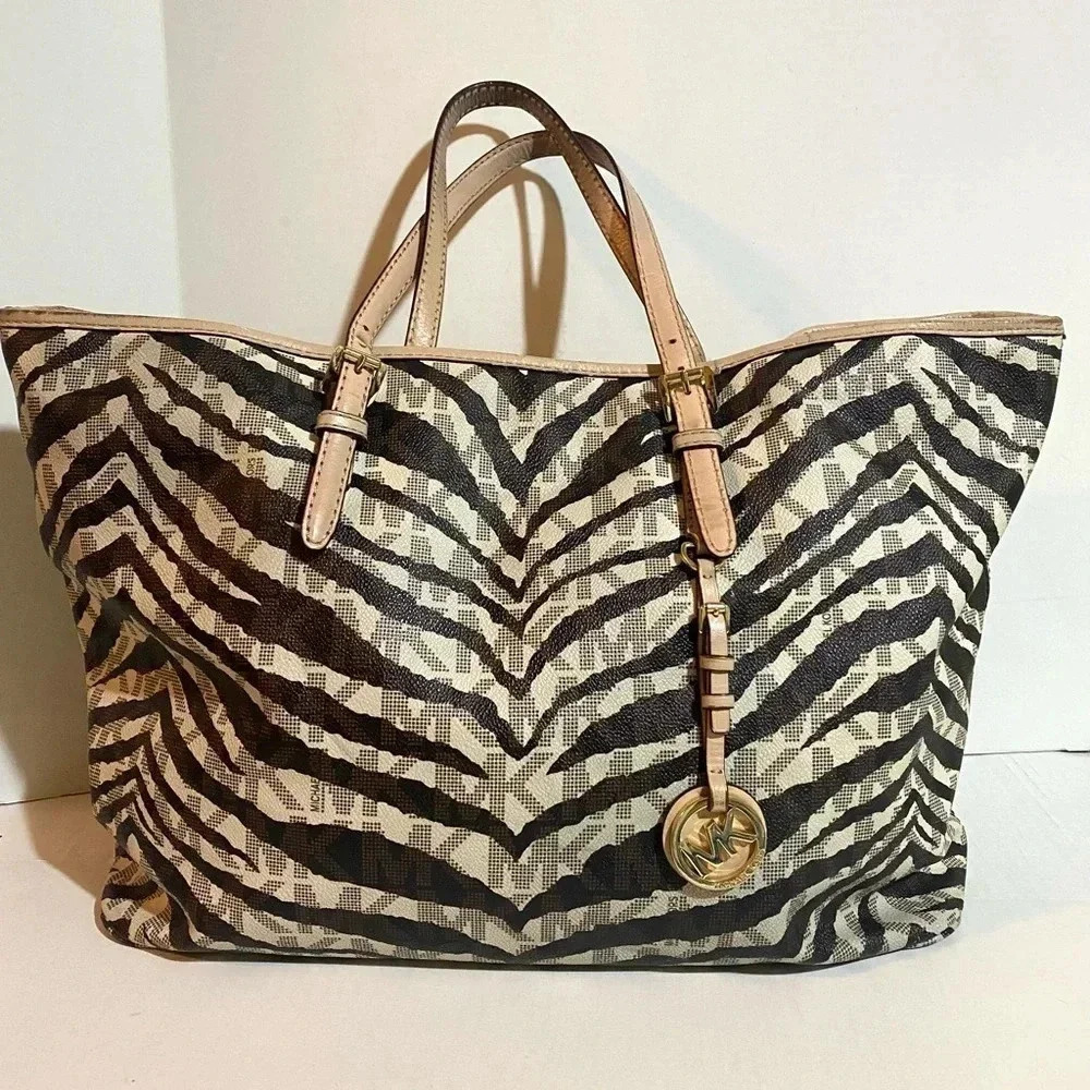 Michael kors print canvas tote handbag